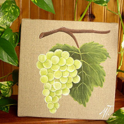 Provencal canvas, linen painting (Muscat grape & leave) - Click Image to Close